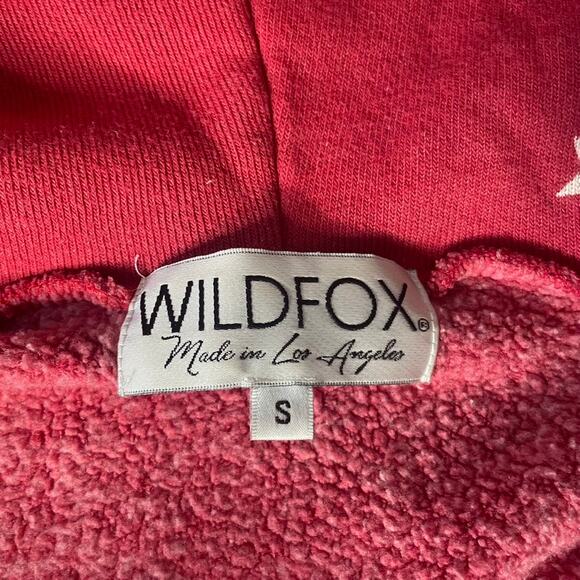 WILDFOX Small Red Star Pullover Sweatshirt Cropped Hoody Lace Up Sweater 4th - Picture 3 of 5